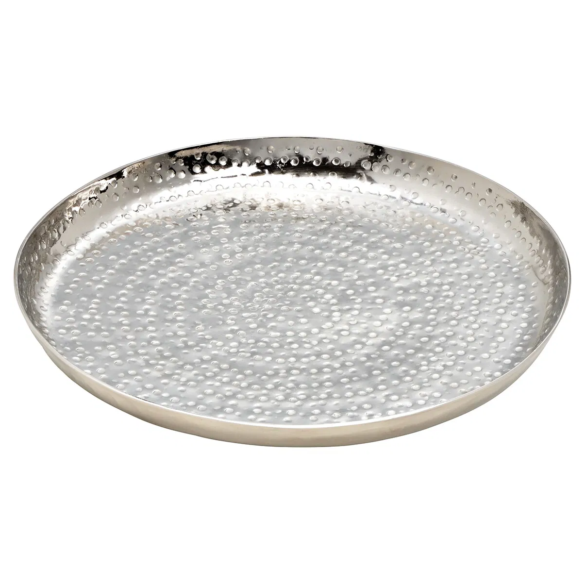 Dekoteller Teller Silber Metall rund Hammerschlag Kerzenteller Schale Ø 23 cm