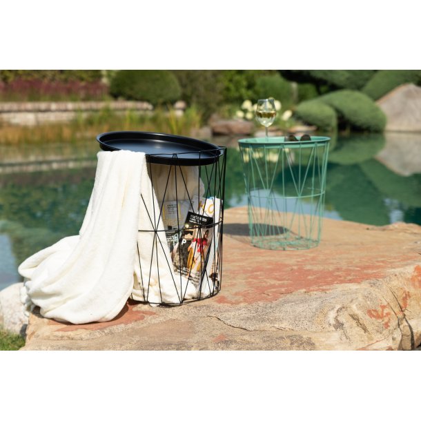 Beistelltisch Metalltisch Couchtisch Drahttisch rund schwarz 46x40 cm Tablett funktion