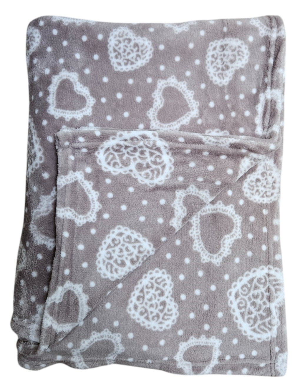 Kuscheldecke Decke Tagesdecke Herz 150x200 cm Creme Grau Beige Rot Wohndecke