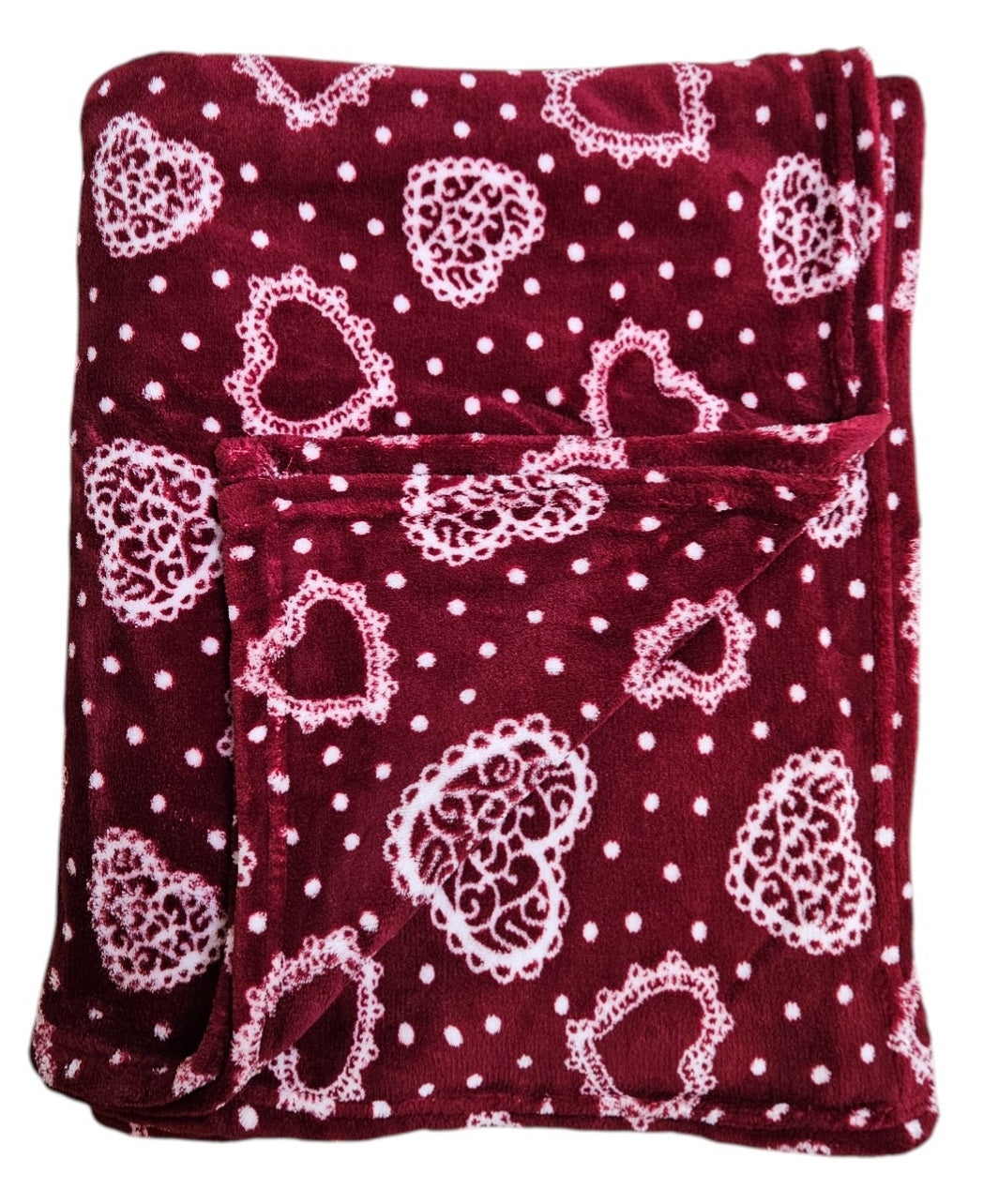 Kuscheldecke Decke Tagesdecke Herz 150x200 cm Creme Grau Beige Rot Wohndecke