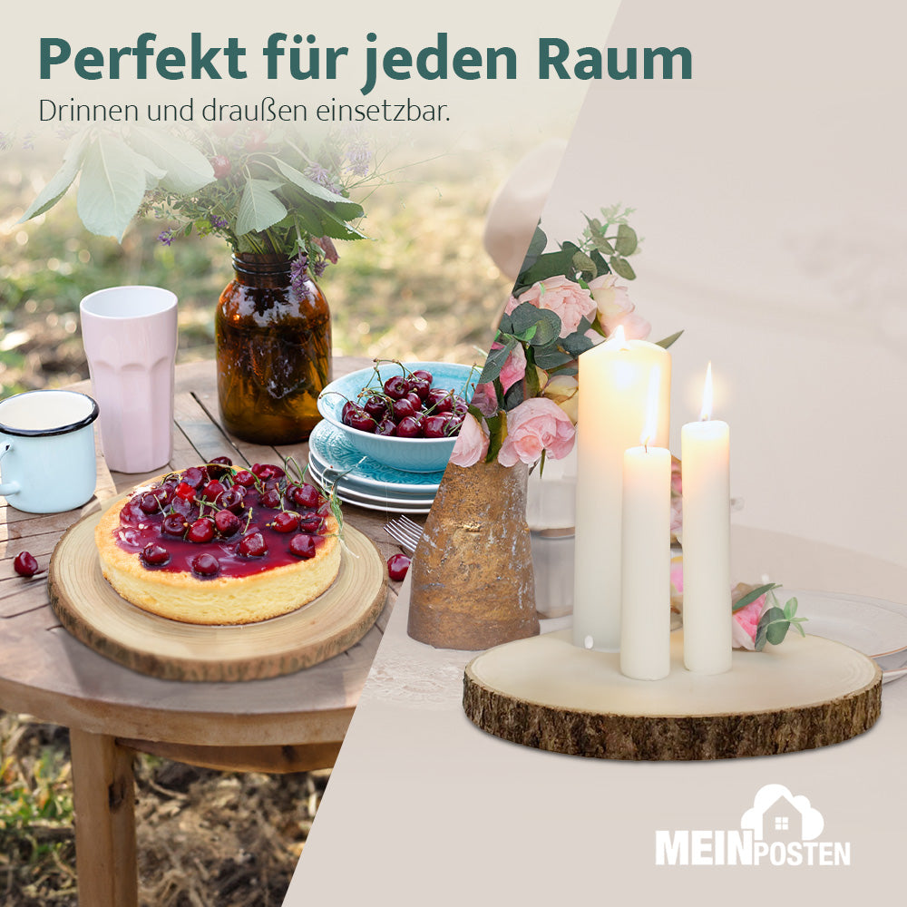 Dekobrett Baumscheibe Holz Holzbrett Brett Tablett Tischdeko Holzscheibe 38-44