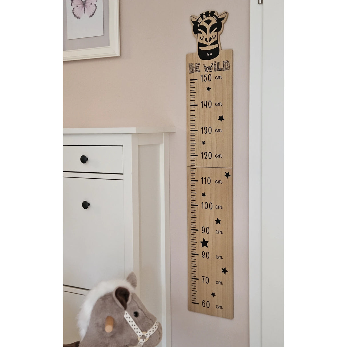 Messlatte Kinder Holz 60-150 cm Größenmesser Jungen und Mädchen Pandabär Tiger Zebra