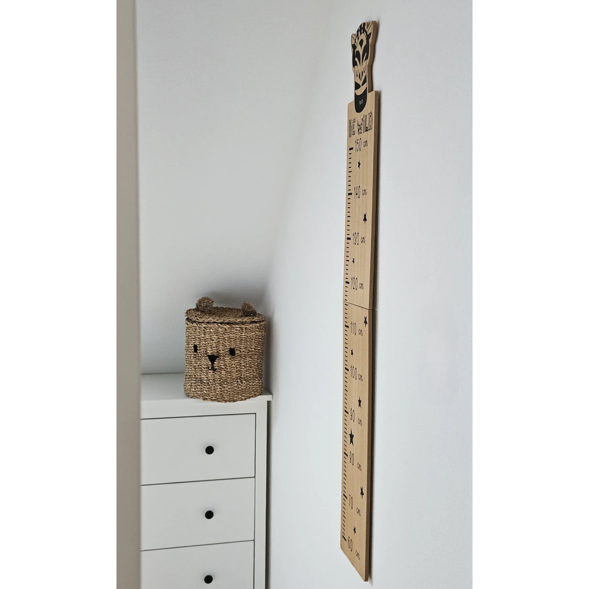 Messlatte Kinder Holz 60-150 cm Größenmesser Jungen und Mädchen Pandabär Tiger Zebra