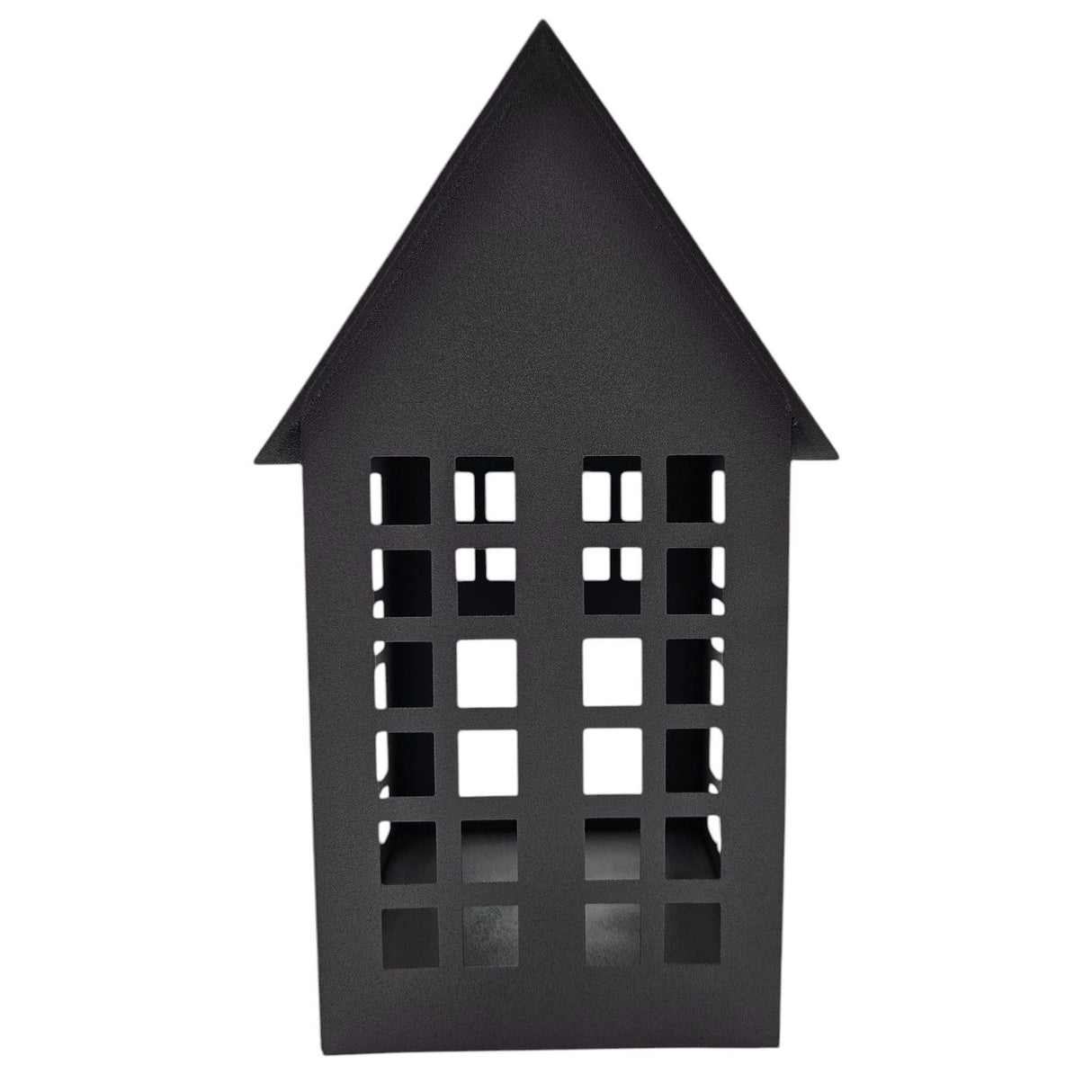 Windlicht Metall Haus schwarz 2er Set Teelichthalter Deko Laternenhaus 21 cm