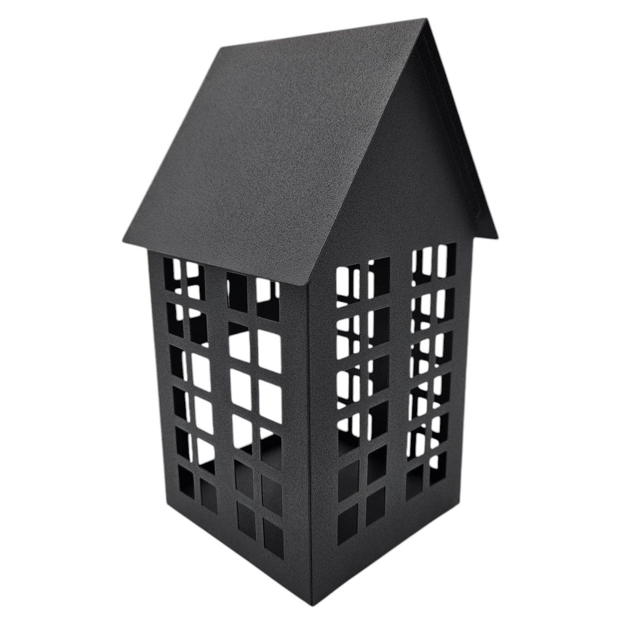 Windlicht Metall Haus schwarz 2er Set Teelichthalter Deko Laternenhaus 21 cm