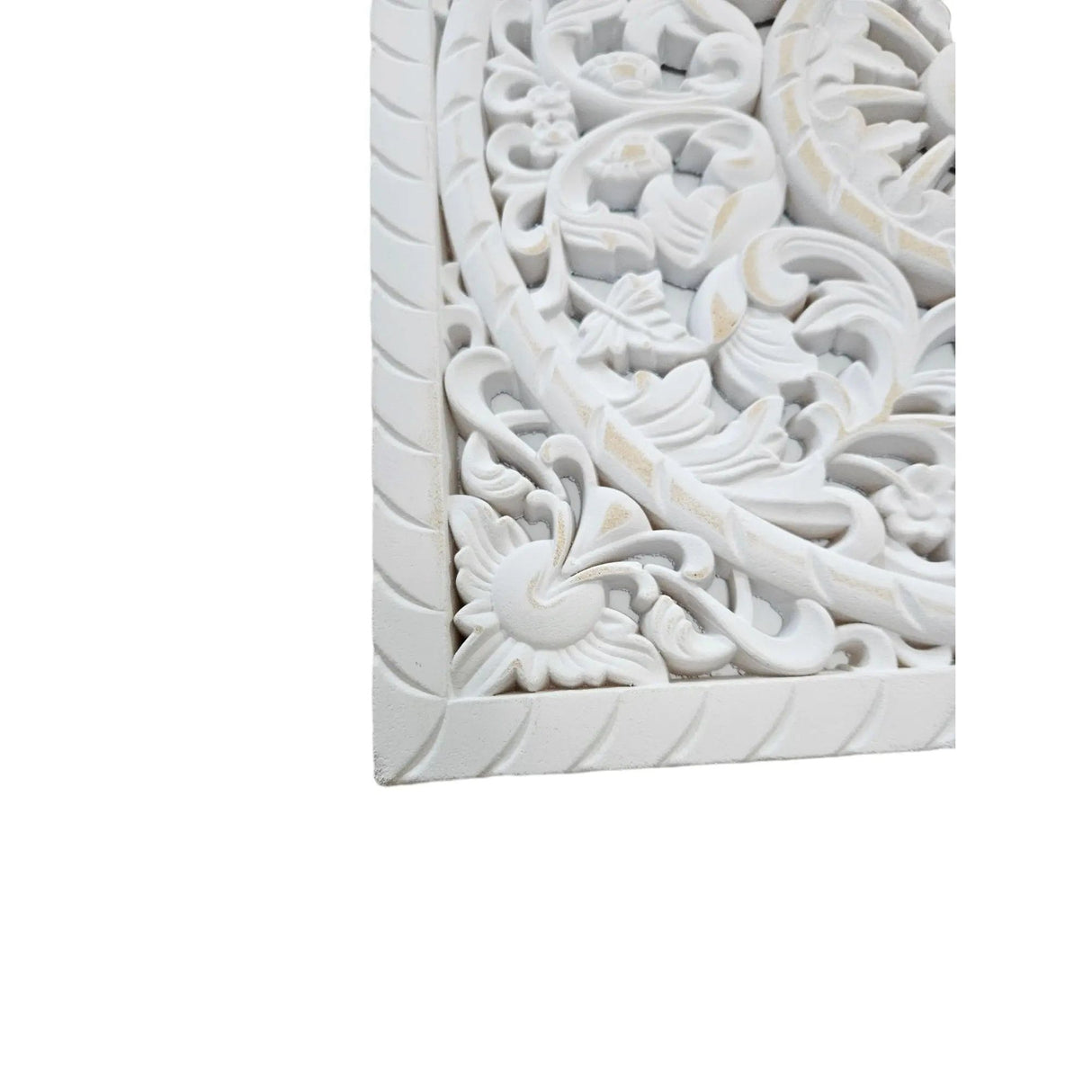 Wandornament Holz weiß 40 x 40 cm shabby Landhaus Ornament Holzornament Holzbild