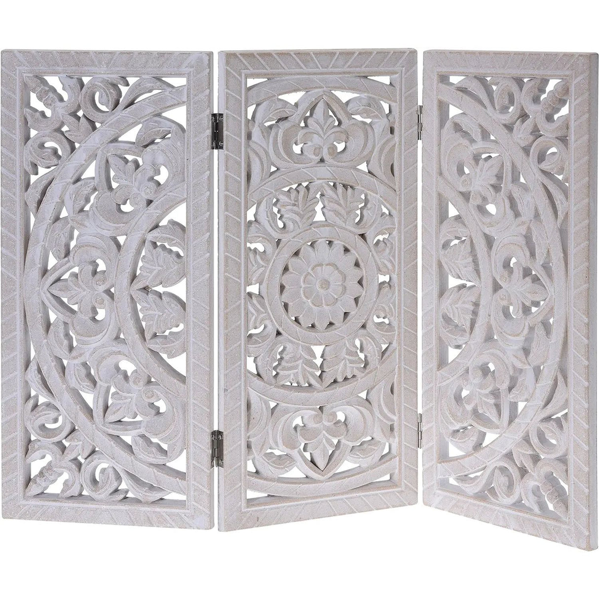 Holzornament weiß 60x45 cm shabby Landhaus Mandala Holz Holzbild eckig Ornament