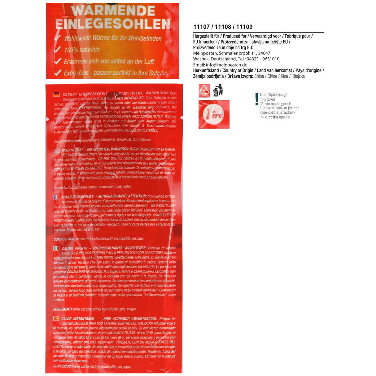 Einlegesohlen Thermoeinlegesohlen Wärmesohlen Fußwärmer 5 PAARE Heizsohlen S M L