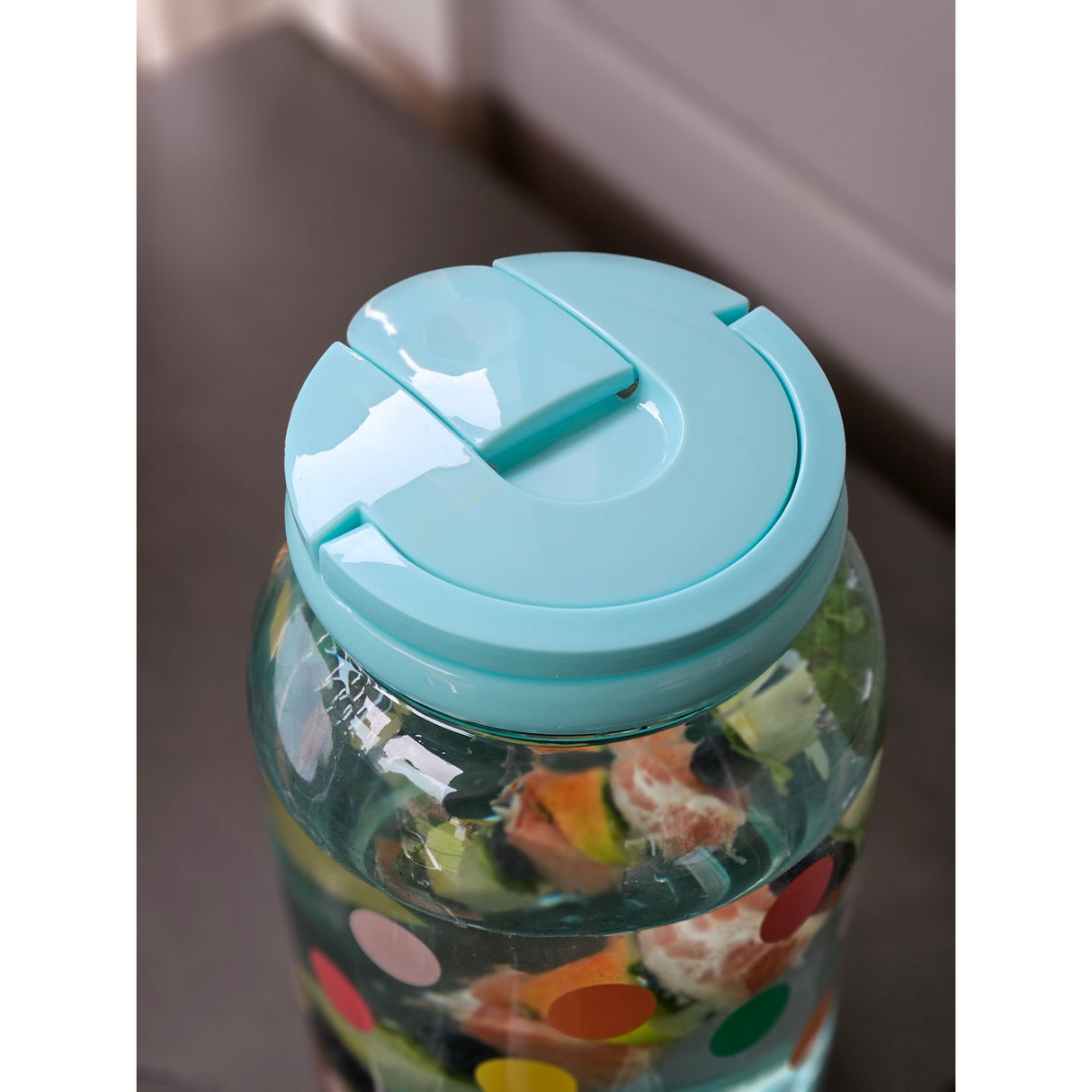 Saftspender Getränkespender mit Zapfhahn 3,75 Liter Kunststoff Wasserspender bunte Punkte TÜRKIS