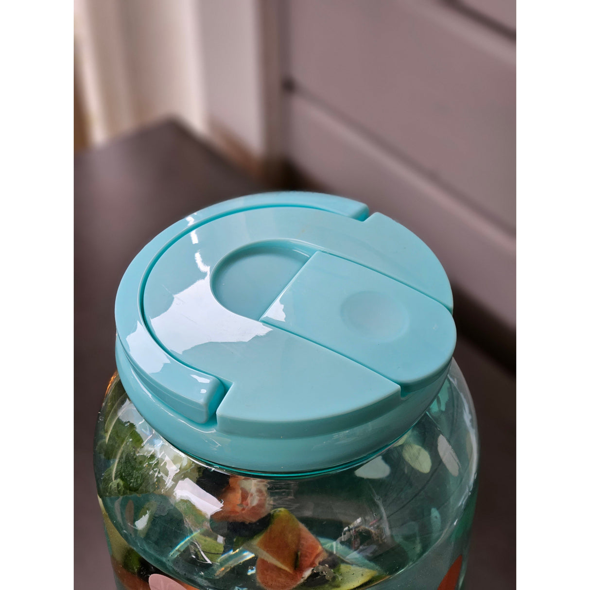 Saftspender Getränkespender mit Zapfhahn 3,75 Liter Kunststoff Wasserspender bunte Punkte TÜRKIS