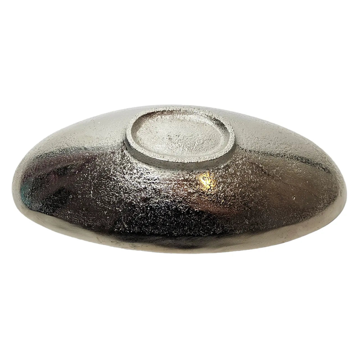 Dekoschale Metall silber Schale Metallschale oval Deko Tischdeko Länge 34 cm