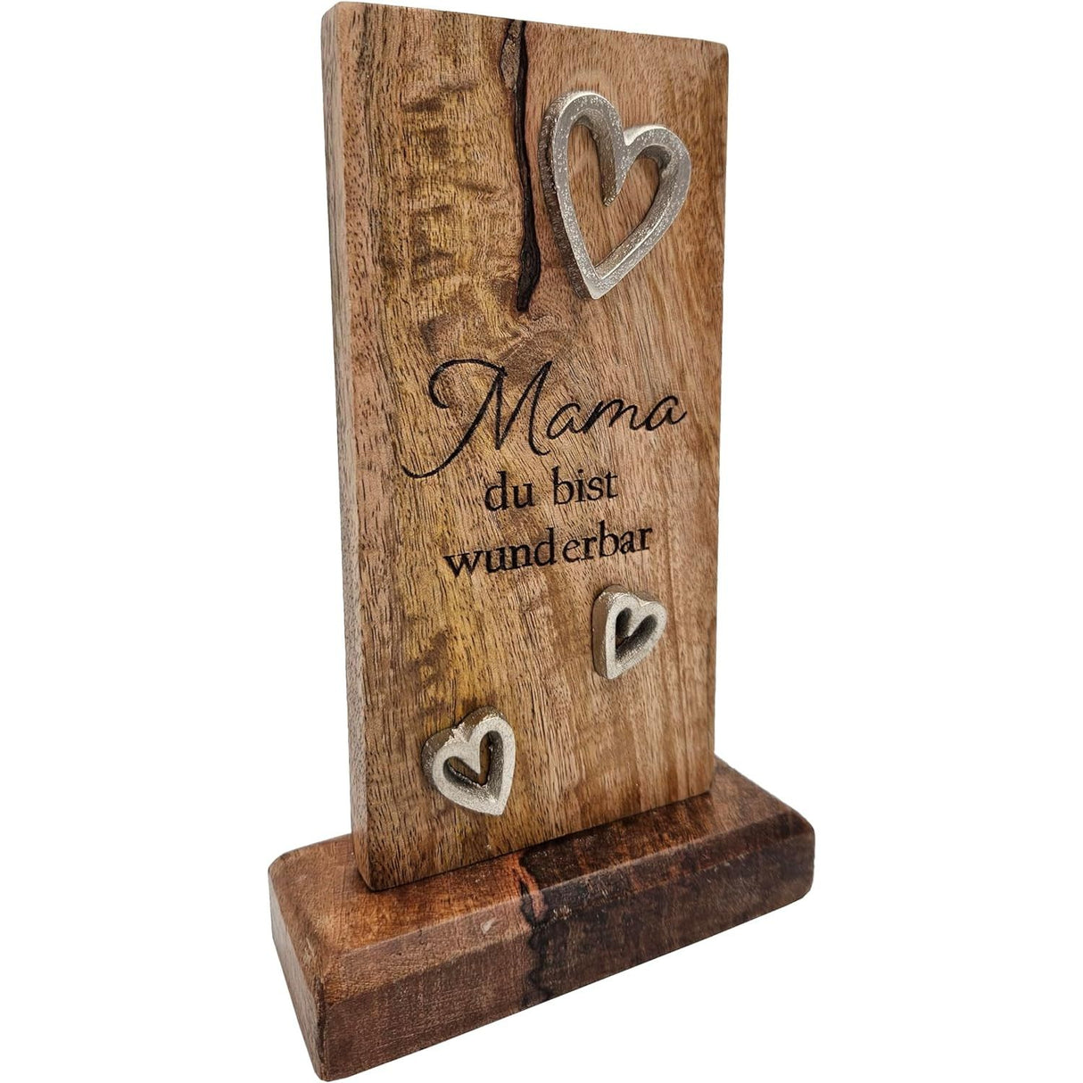Holzschild MAMA Holztafel Geschenk Muttertag Mutter Schild Mangoholz Höhe 20 cm