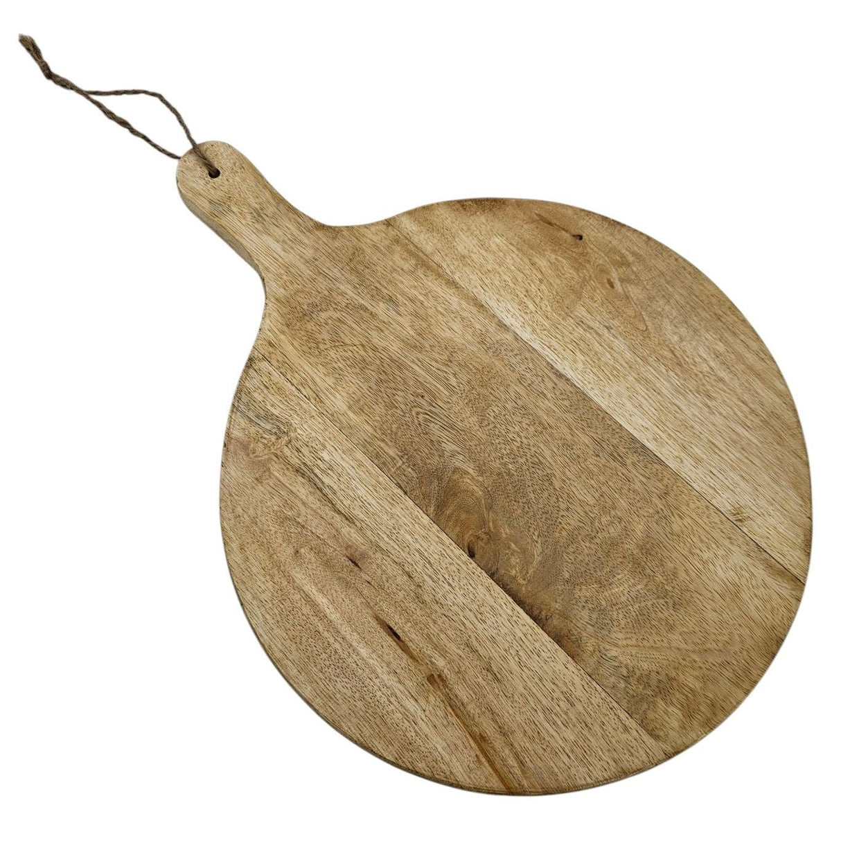 Serviertablett rund mit Griff Mangoholz 30 cm Dekotablett Schneidebrett