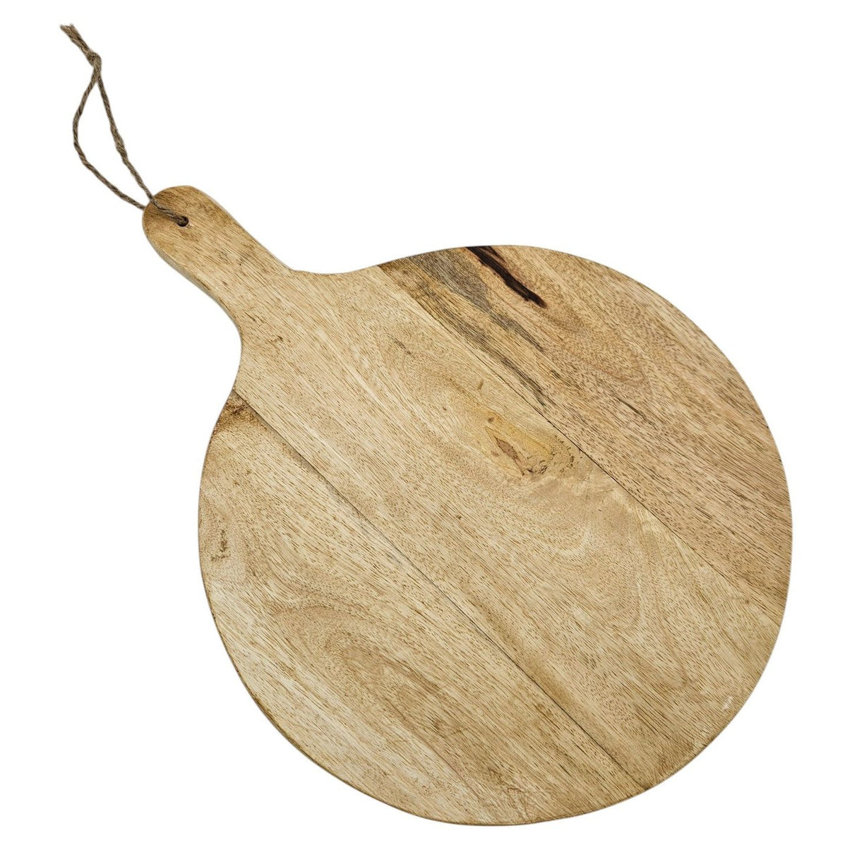 Serviertablett rund mit Griff Mangoholz 30 cm Dekotablett Schneidebrett