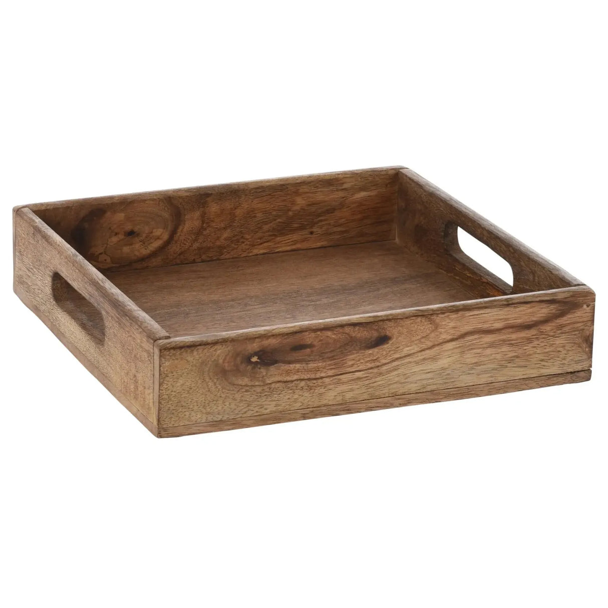 Serviertablett Dekotablett Mangoholz braun Natur Massiv Griff Schale eckig Holz