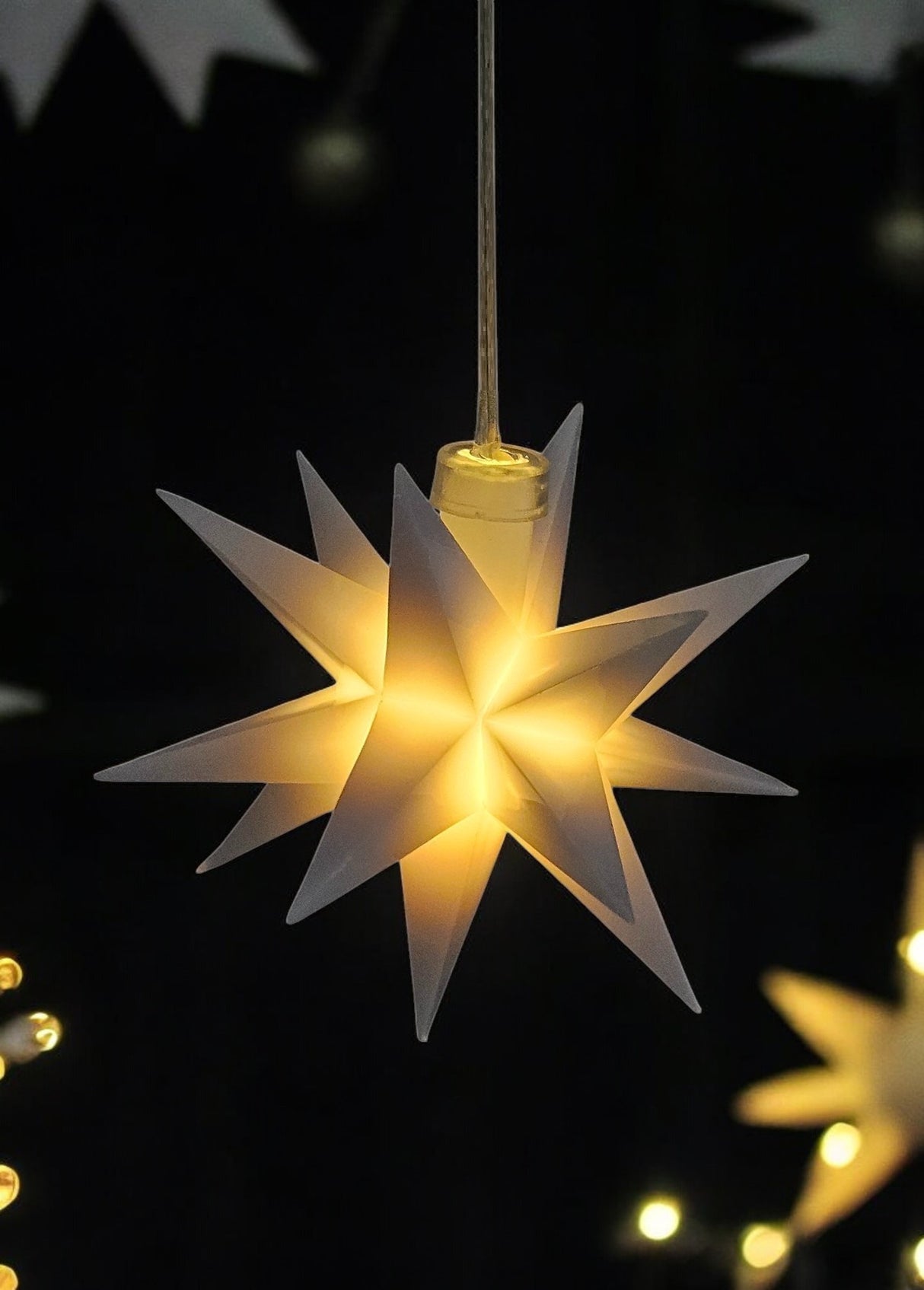 Stern 3D Weihnachtsbeleuchtung Beleuchtung Rot weiß LED Batterie Timer 8 cm