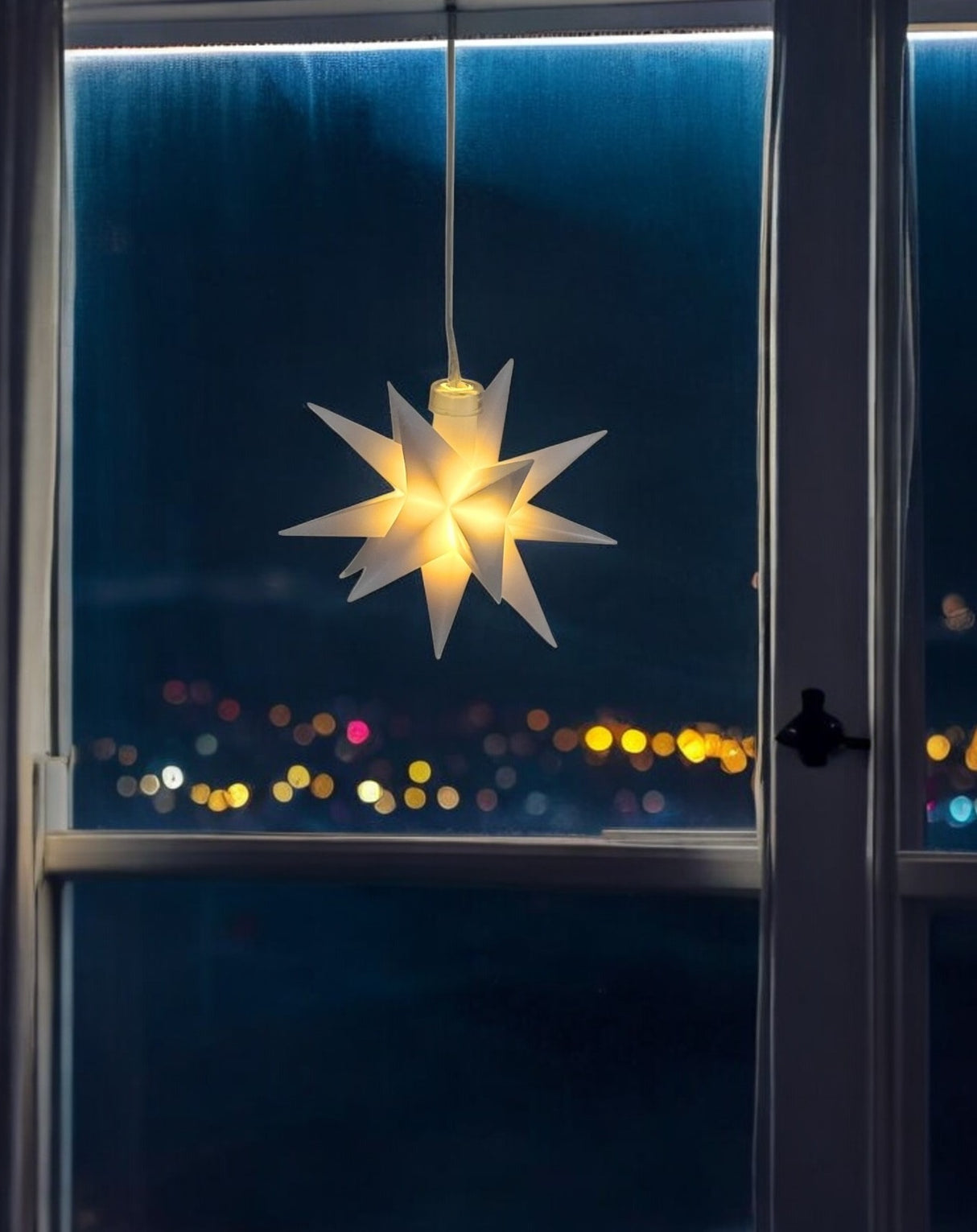 Stern 3D Weihnachtsbeleuchtung Beleuchtung Rot weiß LED Batterie Timer 8 cm