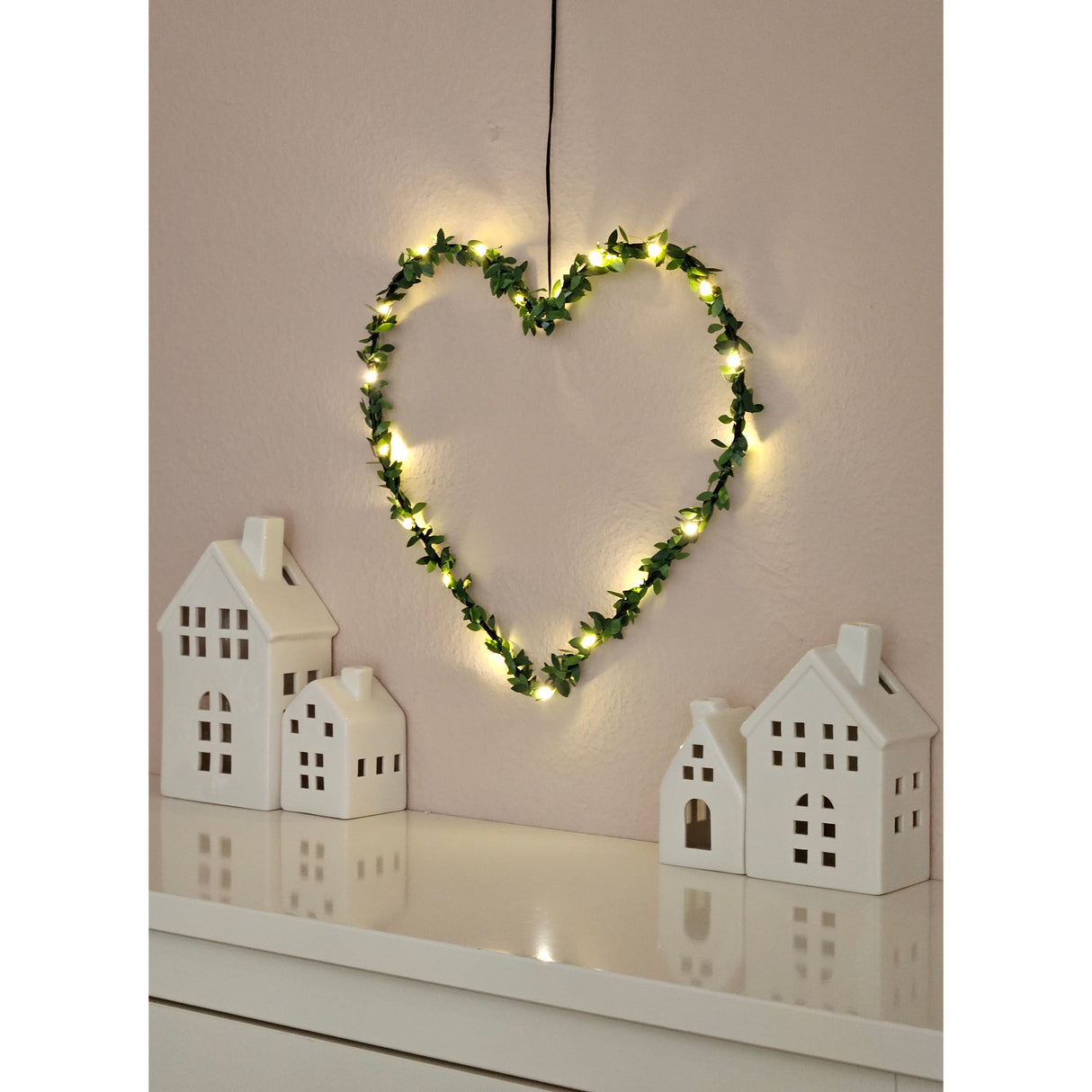 Herz Stern Fenster LED Silhouette Warmweiß Weihnachtsbeleuchtung 30cm Deko grün