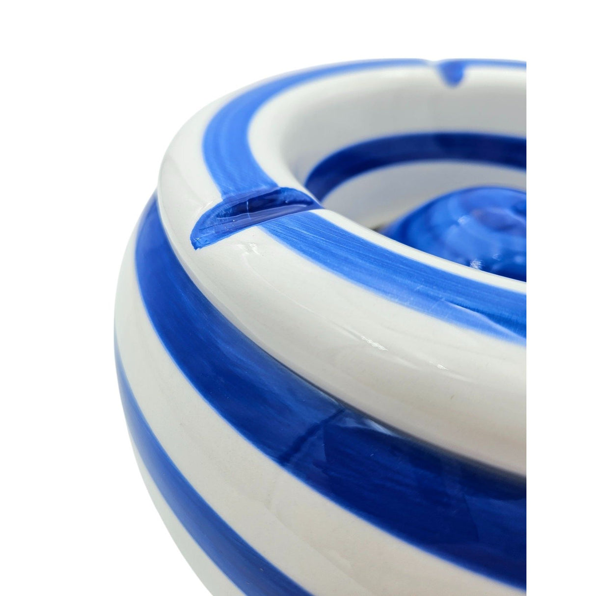 Sturmaschenbecher Mykonos M / XXL 23 cm Maritim blau weiß Aschenbecher gestreift