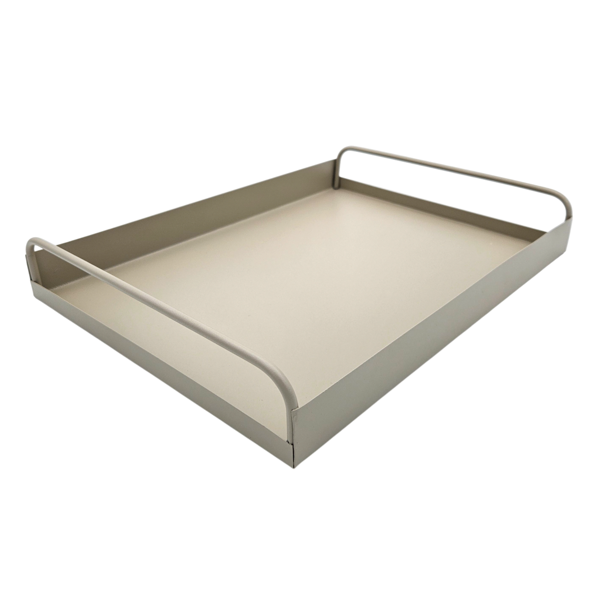 Tablett Metall 2er Set Beige Modern Serviertablett Dekotablett 38x28 u 30x20 cm Sand