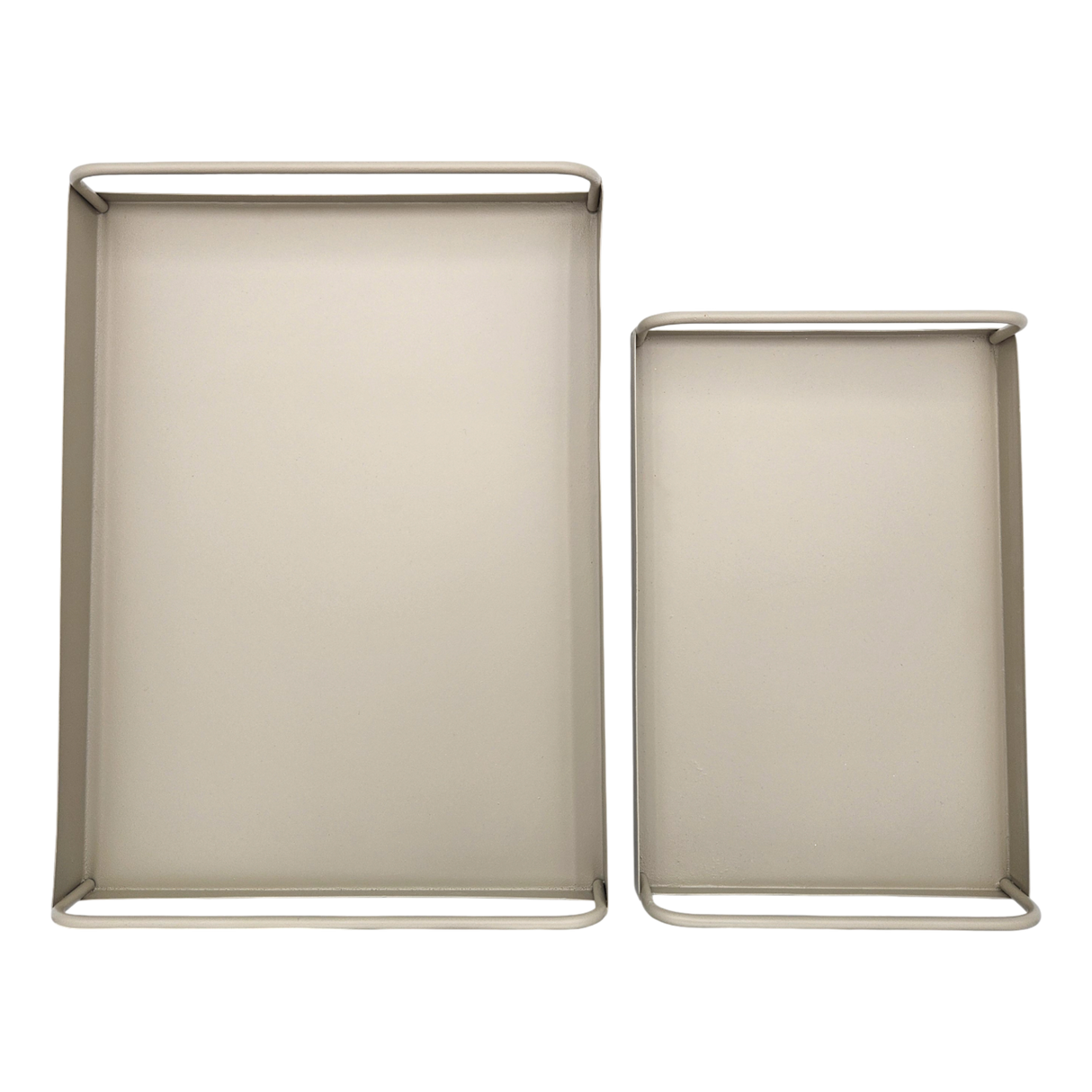 Tablett Metall 2er Set Beige Modern Serviertablett Dekotablett 38x28 u 30x20 cm Sand