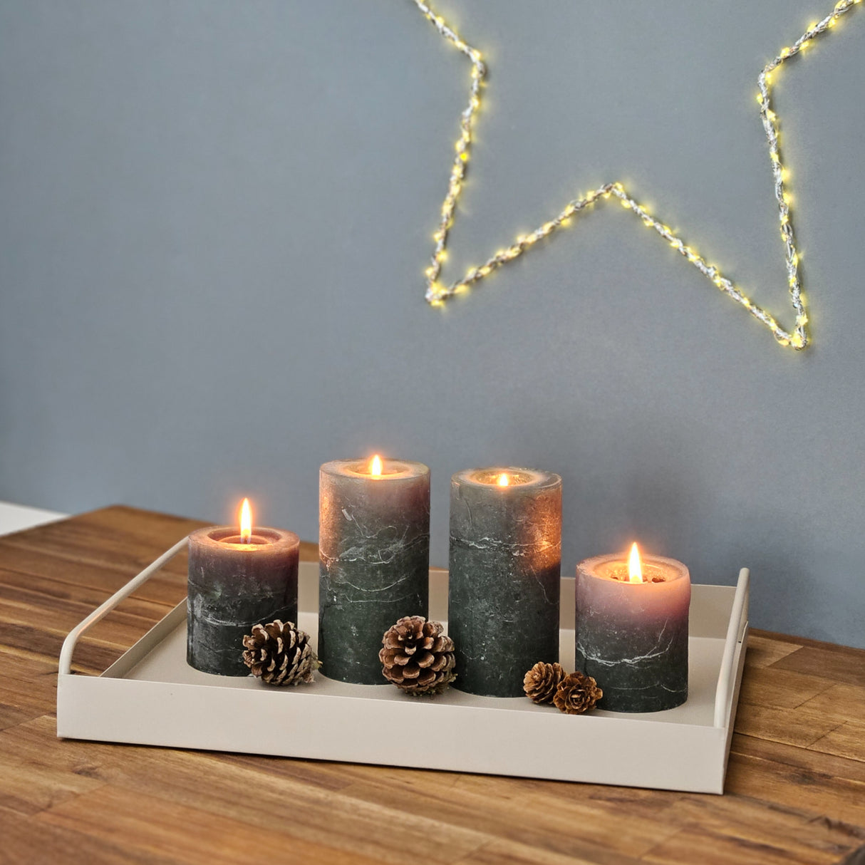 Tablett Metall 2er Set Beige Modern Serviertablett Dekotablett 38x28 u 30x20 cm Sand