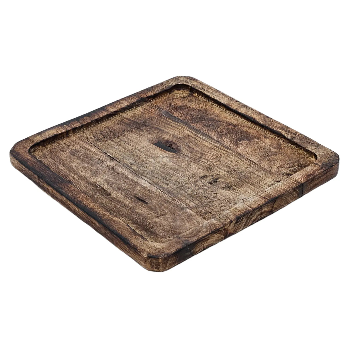 Tablett Mangoholz Holztablett Mango Holz Teller Deko braun dunkelbraun 24x24 cm