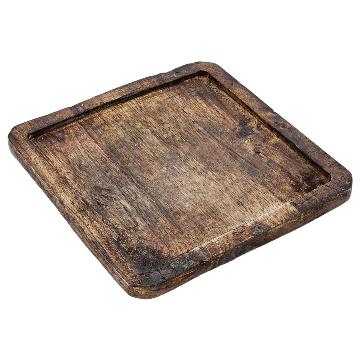 Tablett Mangoholz Holztablett Mango Holz Teller Deko braun dunkelbraun 24x24 cm