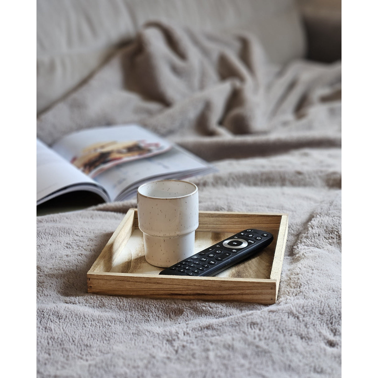 Tablett Holztablett 26x26 braun Natur Dekotablett rechteckig Kerzentablett