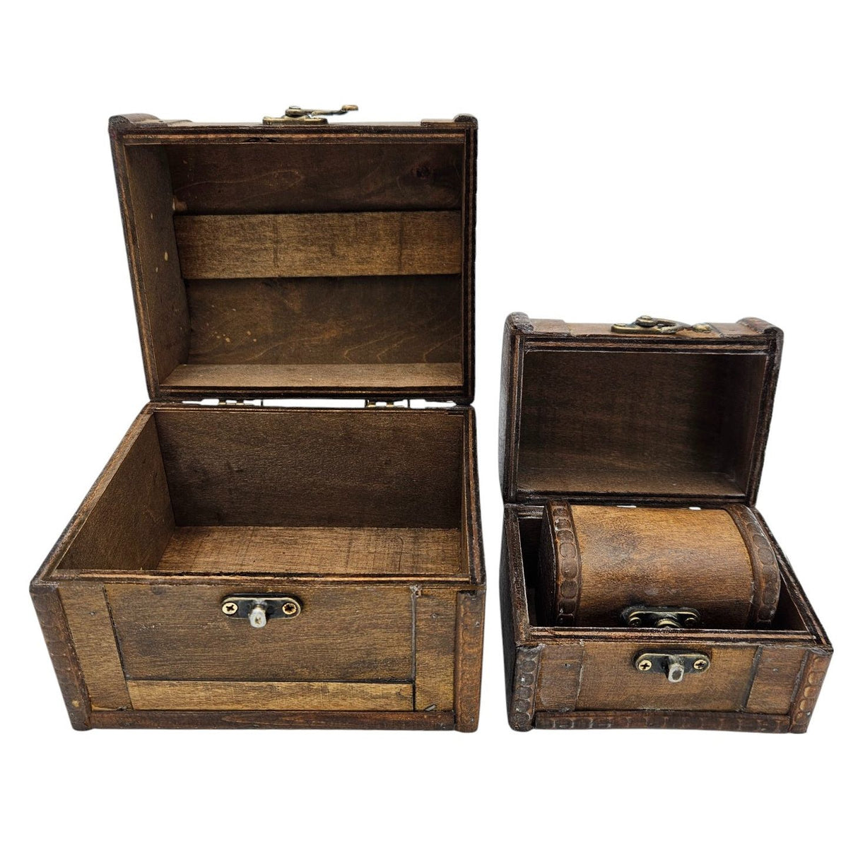 Schatzkiste Holzkiste mit Deckel Kiste weiß braun kleine Schatztruhe 3er Set