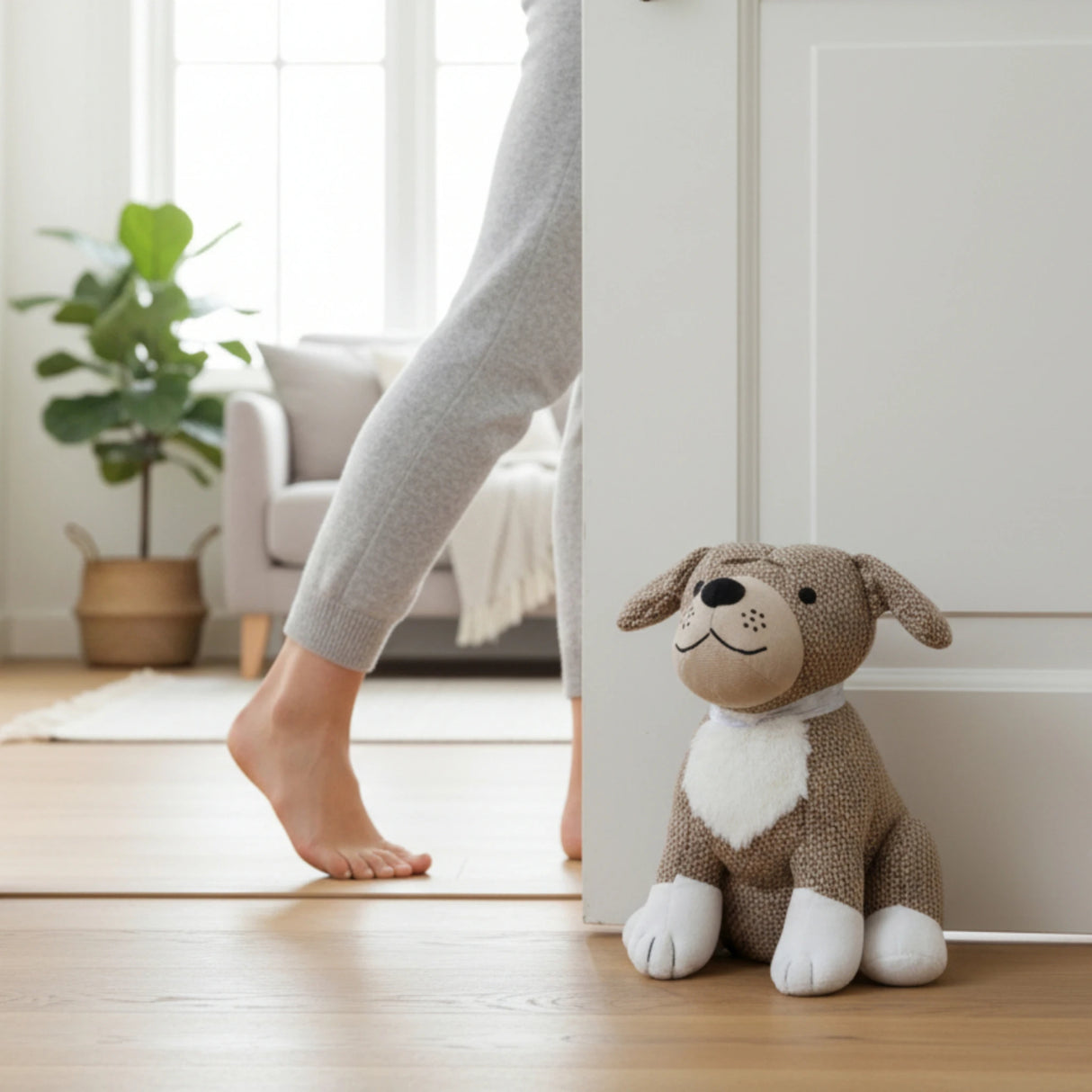 Dekorativer Türstopper für Zuhause und Büro Boden-Türstopper Stofftier karierter Hund