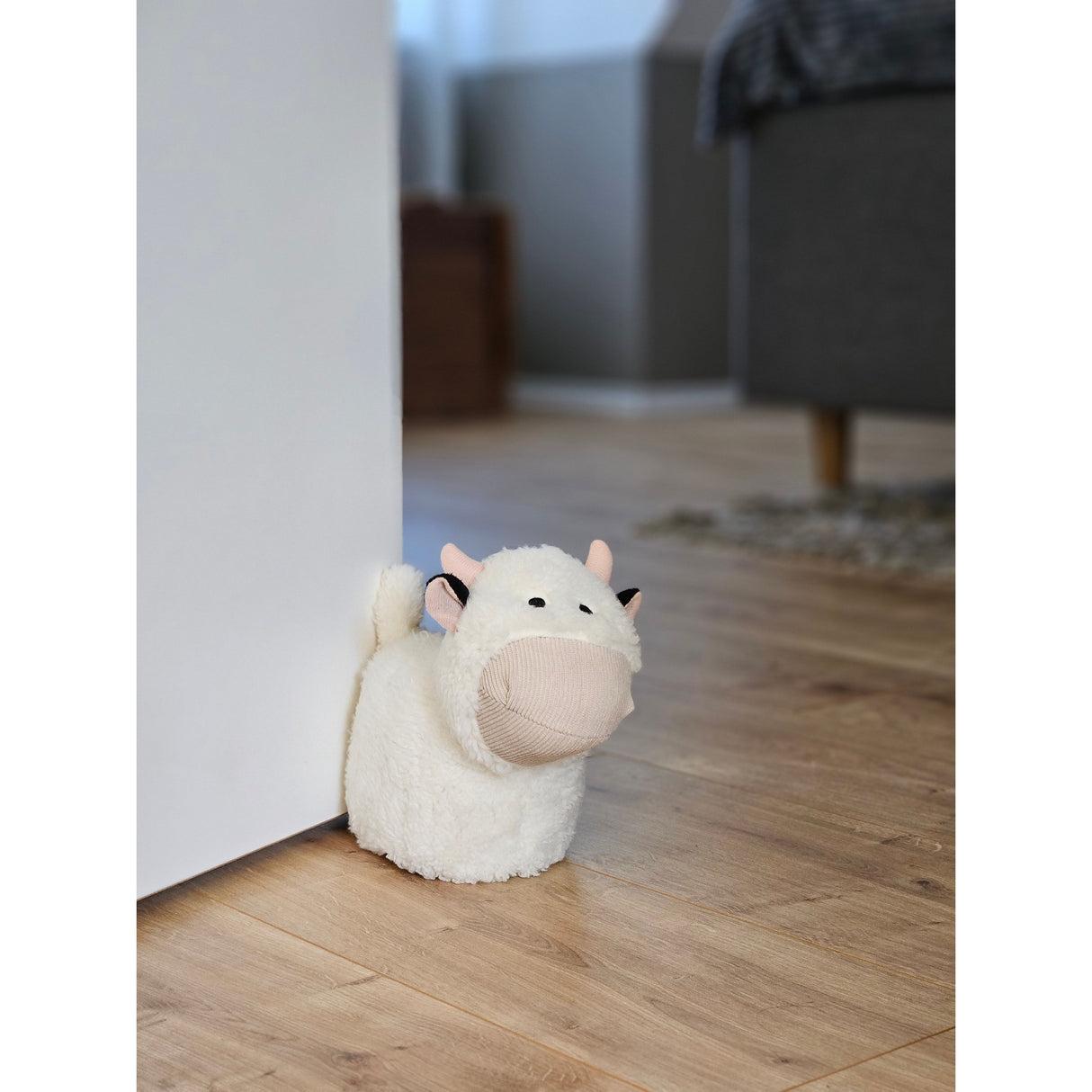 Türstopper Türsack Schaf Kuh Hund Türpuffer für Boden Stoff und Sand weiß beige