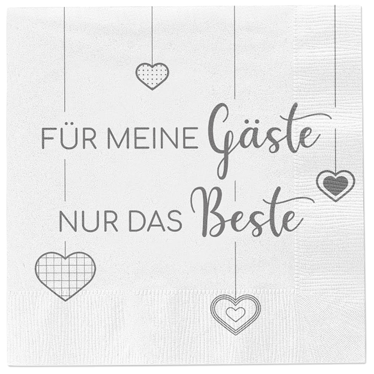 Servietten Papier Für meine Gäste nur das Beste 80 Stück Party Fest weiß 33x33cm