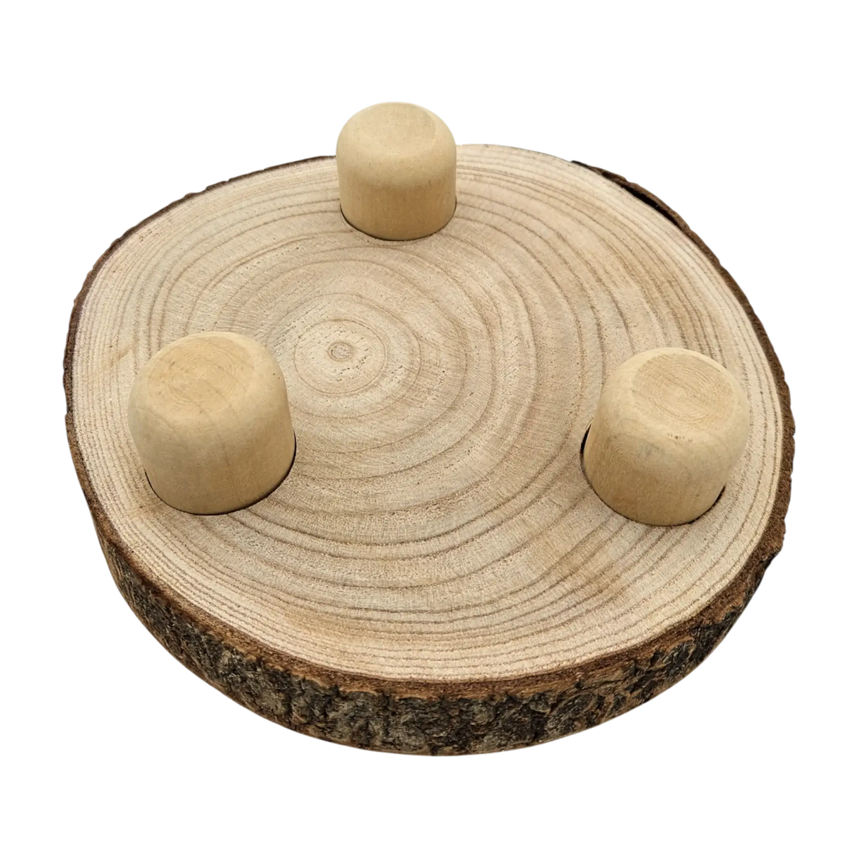 Baumscheibe rund Dekoscheibe Basteln Dekoteller auf Füßen Holzscheibe mit Rinde 17-22 cm - Baumscheibe