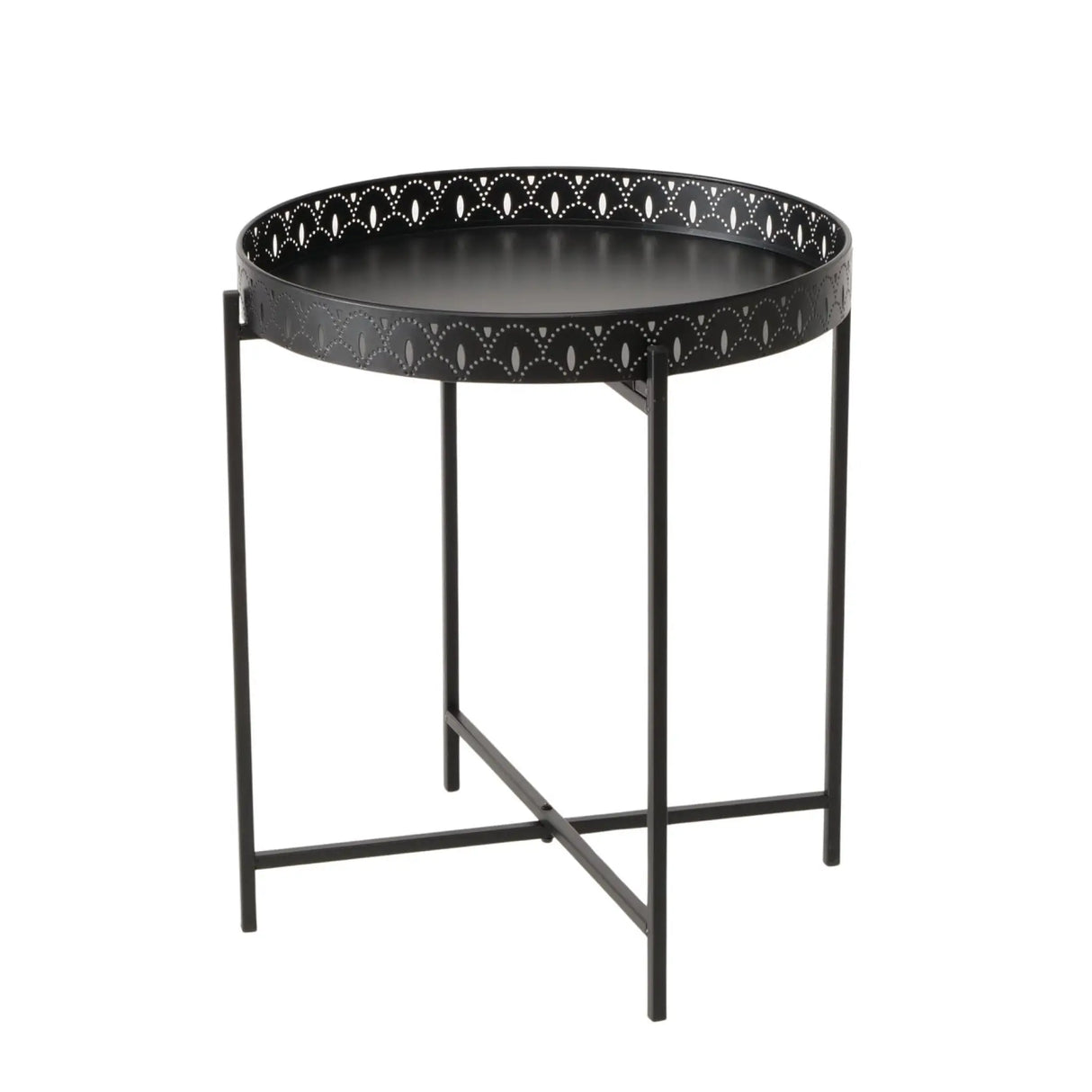 Beistelltisch Dekotisch Tabletttisch rund schwarz Metalltisch 45x40 cm - Beistelltisch