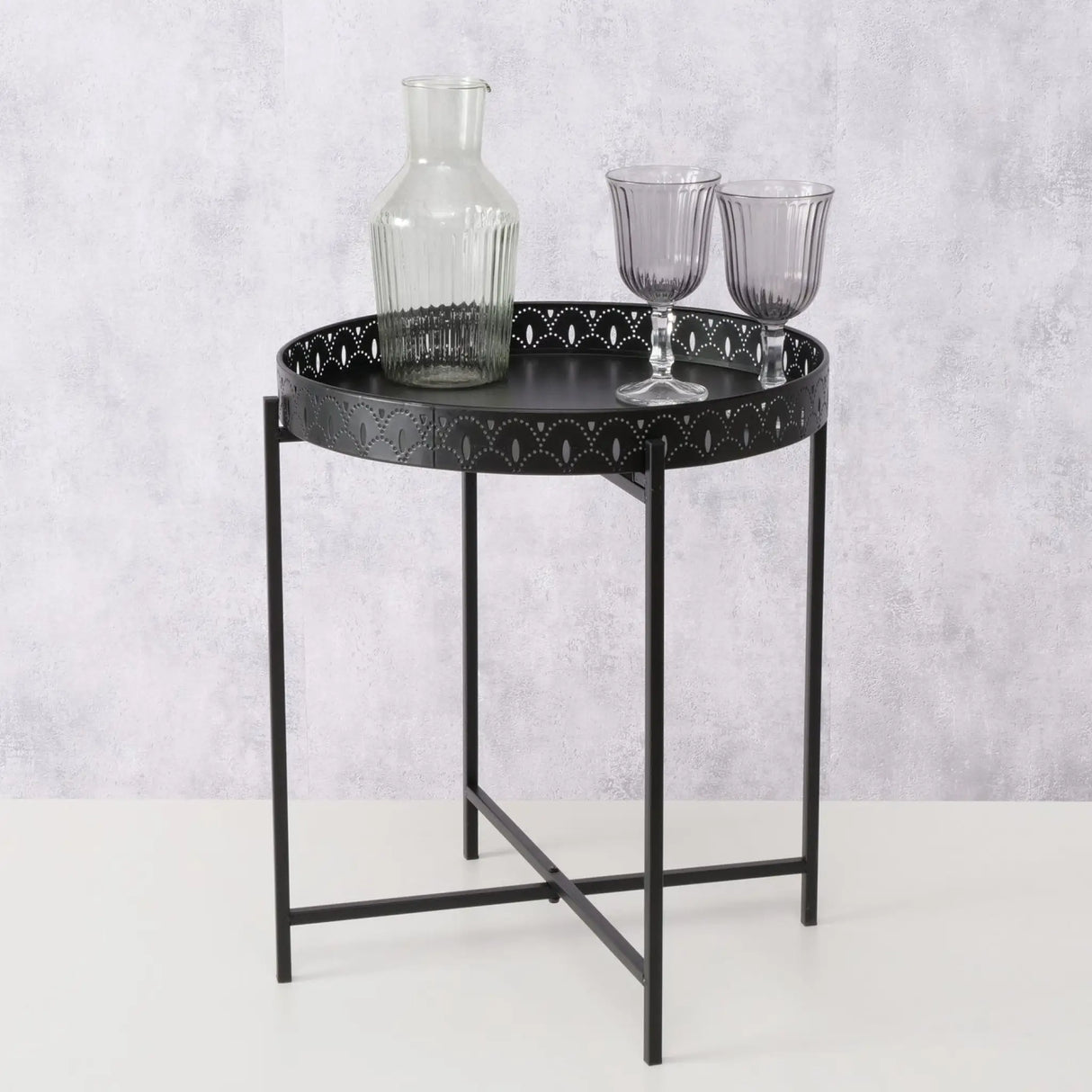 Beistelltisch Dekotisch Tabletttisch rund schwarz Metalltisch 45x40 cm - Beistelltisch