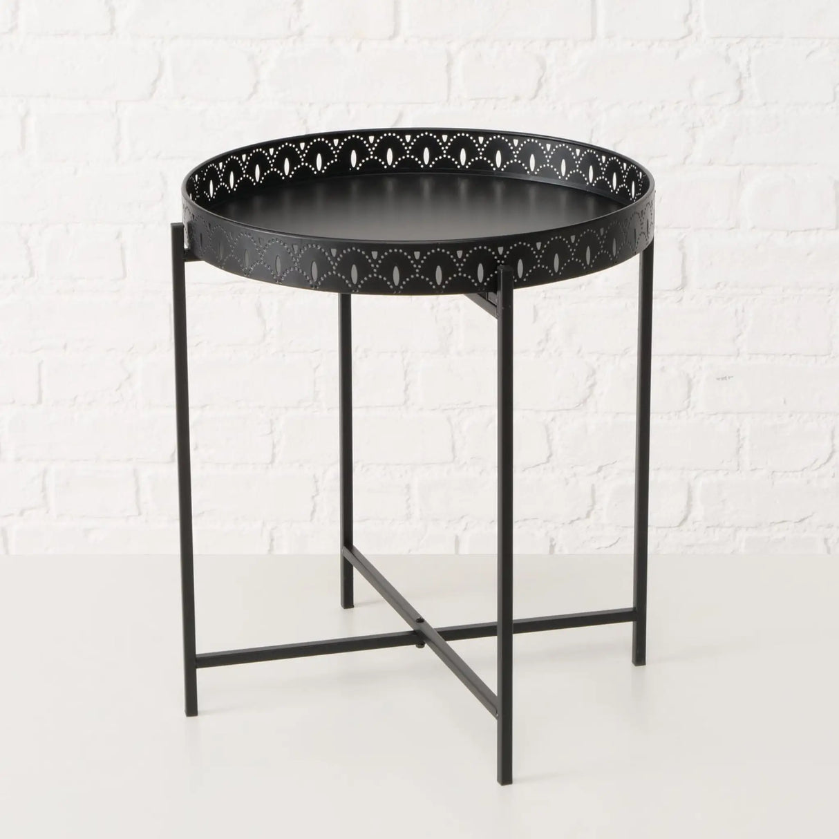 Beistelltisch Dekotisch Tabletttisch rund schwarz Metalltisch 45x40 cm - Beistelltisch