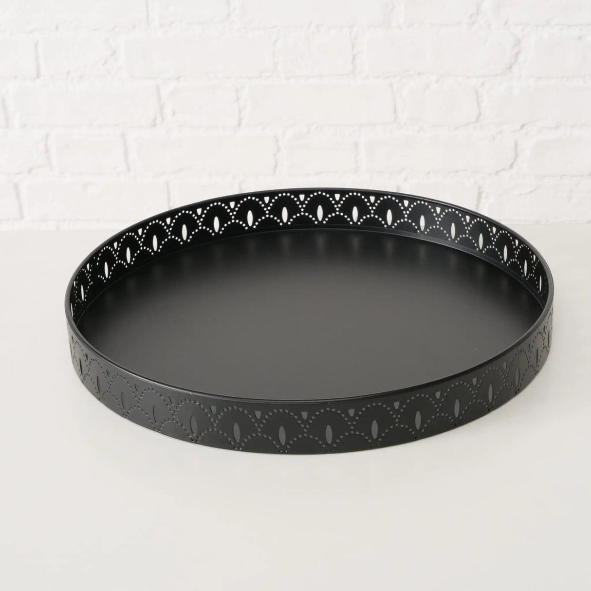 Beistelltisch Dekotisch Tabletttisch rund schwarz Metalltisch 45x40 cm - Beistelltisch