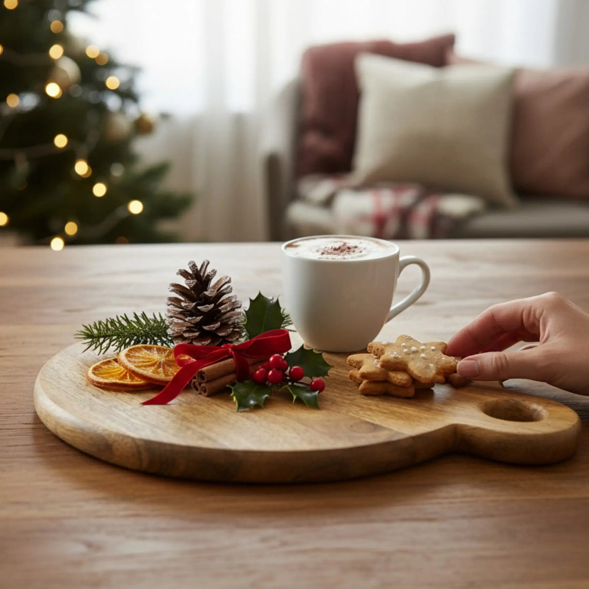 Deko Holzbrett Mango Unterlage rund Aufhängung 24 o 33 cm Tablett Kerzentablett - Dekobrett