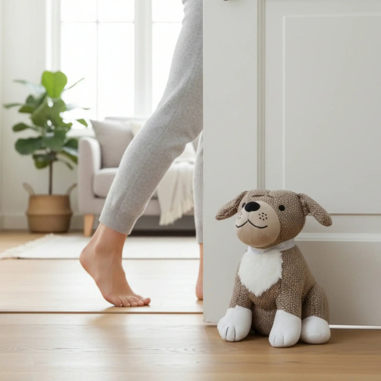 Dekorativer Türstopper für Zuhause und Büro Boden-Türstopper Stofftier karierter Hund - Türstopper