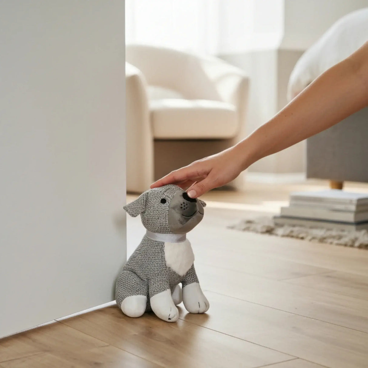 Dekorativer Türstopper für Zuhause und Büro Boden-Türstopper Stofftier karierter Hund - Türstopper