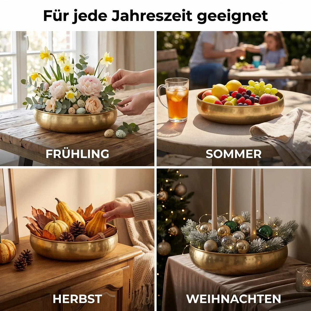 Dekoschale Arietta Gold Ø 30 cm – Metallschale & Obstschale - Dekoschale