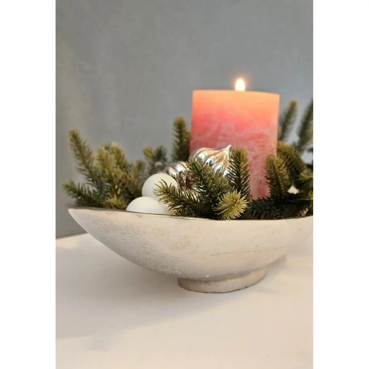 Dekoschale Metall silber Schale Metallschale oval Deko Tischdeko Länge 34 cm - Dekoschale