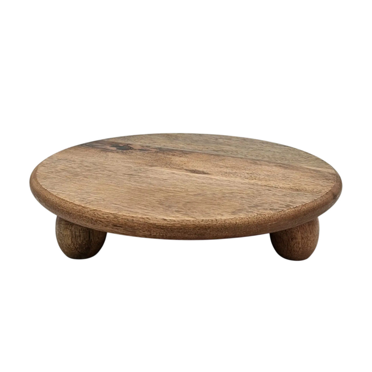 Dekoteller rund auf Füßen Kerzentablett Mangoholz 29 cm Holztablett Blumenhocker Dekorativ - Dekoteller