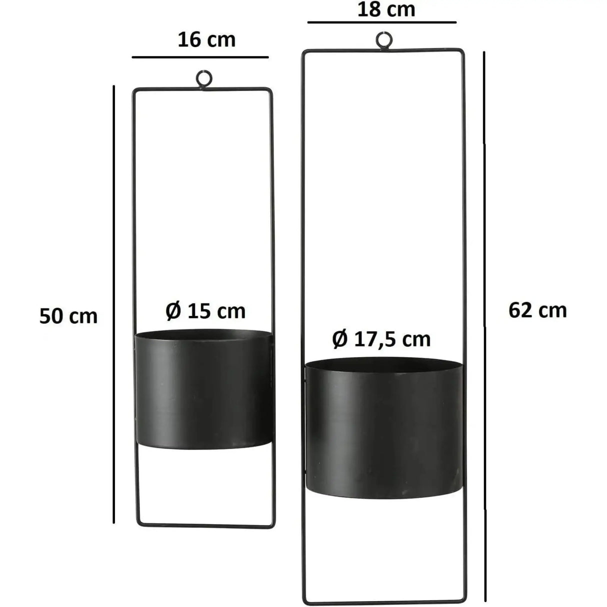Hängetopf Blumentopf Metall schwarz indoor outdoor Balkon Fenster Blumenampel 2er set - Blumenampel Set