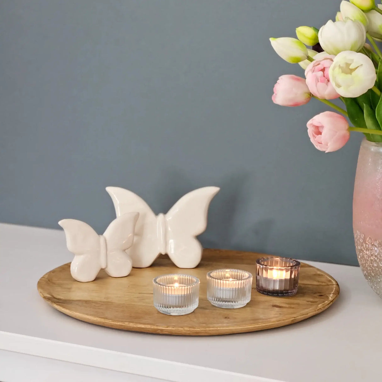 Holzteller Dekoteller rund hellbraun dunkelbraun 37 cm Kerzenteller Mangoholz - Dekoteller