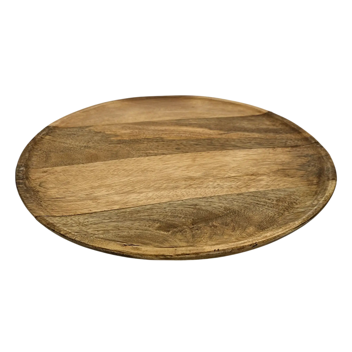 Holzteller Dekoteller rund hellbraun dunkelbraun 37 cm Kerzenteller Mangoholz - Natur - Dekoteller