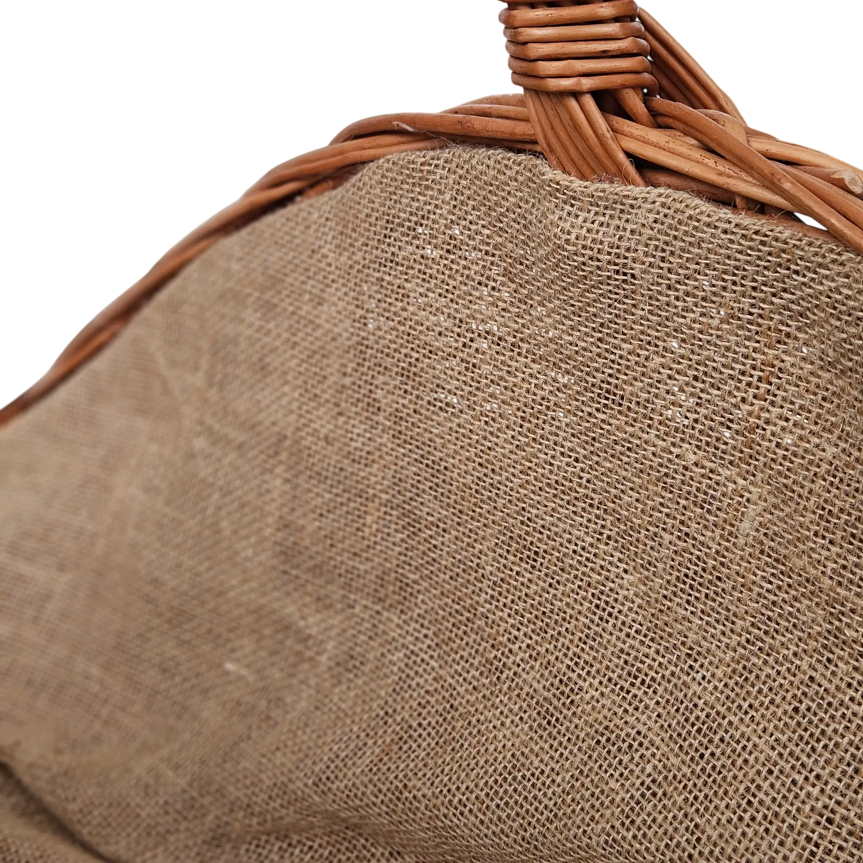 Kaminholzkorb mit Jute XXL Weidenkorb Holzkorb Holztrage 43x70 cm - Kaminholzkorb