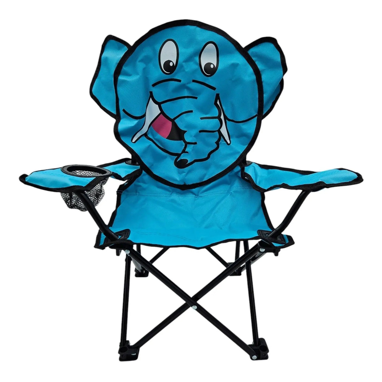 Kinderstuhl Campingstuhl Anglerstuhl Klappbar Affe Forsch Elefant Katze Getränkehalter - Elefant blau - Campingstuhl