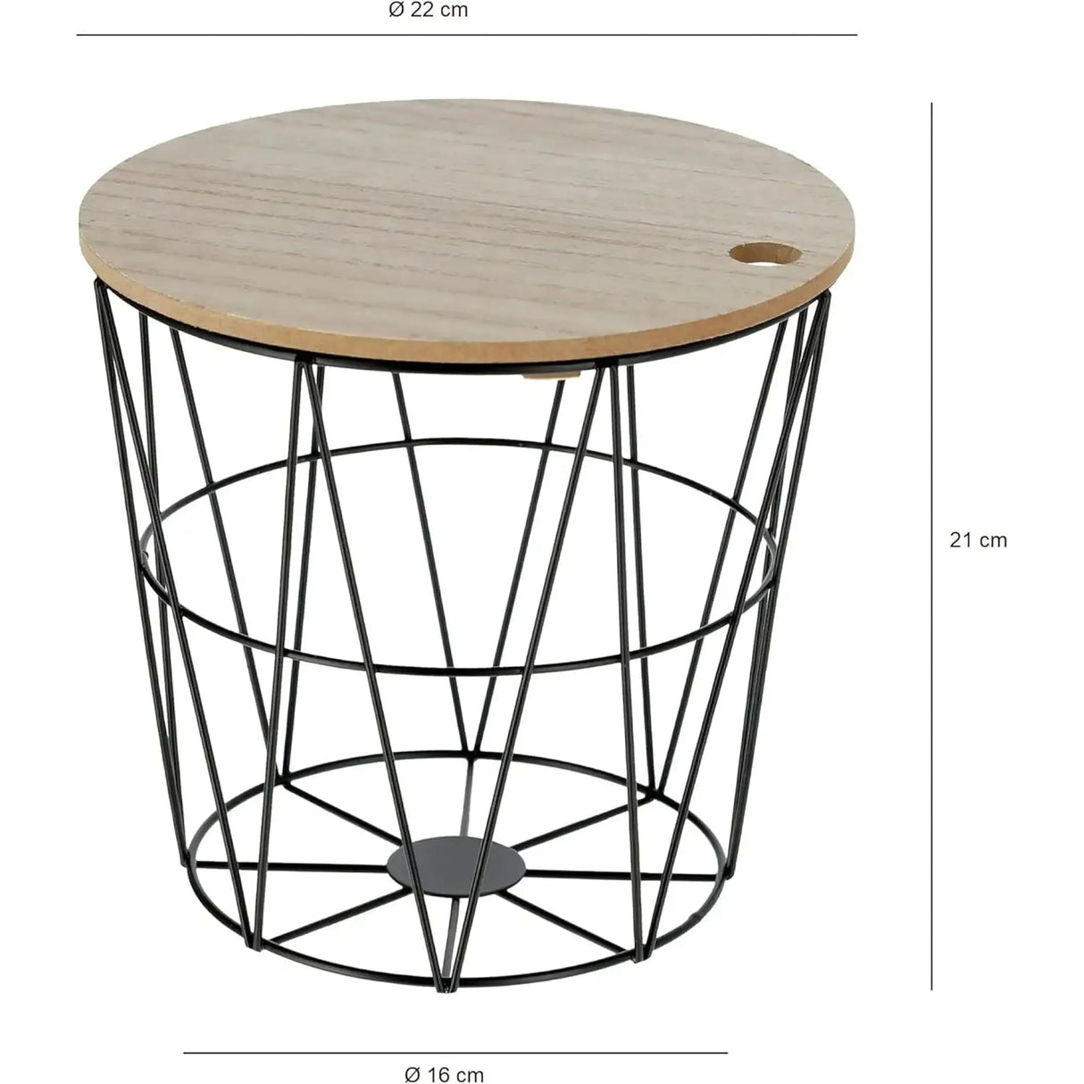 Kleiner Beistelltisch Aufbewahrungskorb mini Tisch Korb mit Deckel rund schwarz - kleiner Beistelltisch